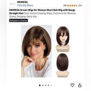 NWT Short Bob Cut Wig - Brunette
